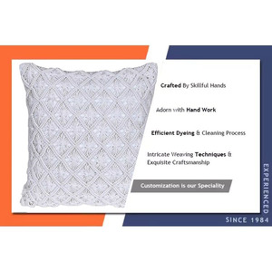 Luxury Handmade Wool & Cotton Square Cushion Geometric Striped Printed Knitted <b>Throw</b> Pillow Popular Home Decorative for Adults - Product Image 3