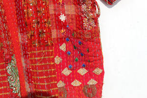 Robe de bain en patchwork faite à la main, vêtement de nuit, robe longue en coton, veste Kantha avec ceinture, longueur longue, automne-hiver - Product Image 3