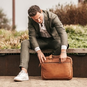 Vintage Brown Leather Laptop <b>Briefcase</b> for Men Premium Executive Office Bag with Spacious Multi Compartment Design - Product Image 2
