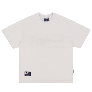 Custom Logo 230Gsm Heavy <b>Weight</b> Black White Men's <b>Blank</b> Casual Knitted Letter T-Shirts High Quality Pro Club - Product Image 5