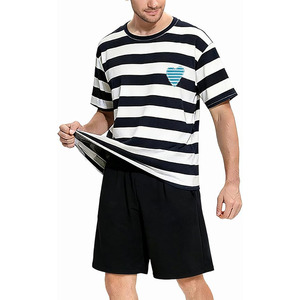 <b>Men's</b> Short Sleeve <b>Pajama</b> <b>Set</b> Summer Breathable Soft Sleepwear Loungewear Cozy PJs - Product Image 1