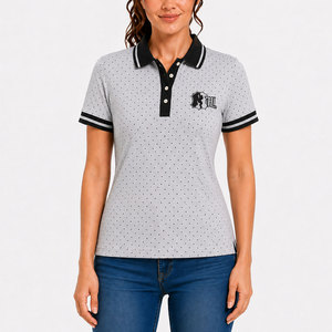 Polo de Manga Corta para Mujer, Diseño Moderno, Color Sólido Personalizado, Botones de Poliéster, Acabado Liso, Gran Venta - Product Image 1