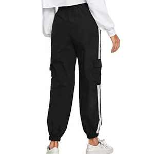 Pantalones Cargo Personalizados para Mujer, Cintura Alta, con Cordón, Holgados, con Franja Lateral, Estilo Jogger, Deportivos, con Puños - Product Image 4