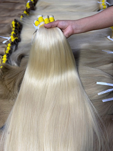 Extensiones de Cabello Humano Virgen Natural Rubio Liso de Alta Calidad, 100g, 28 Pulgadas, con Super Double Drawn, Precio al por Mayor - Product Image 4