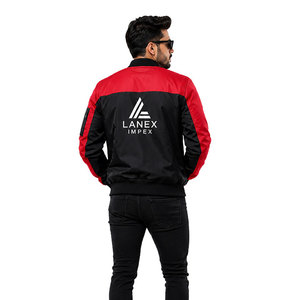 Custom Men's Red Black Bomber <b>Jacket</b> Windproof <b>Zip</b> <b>Up</b> Flight <b>Jacket</b> Lightweight Polyester Casual Winter Coat OEM ODM Manufacture - Product Image 4