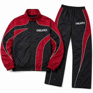 Red Black Windbreaker Tracksuit Set Two Piece Sportswear Jacket <b>Pants</b> Training Running Casual Matching Outfit Wholesale - Product Image 6