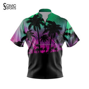 Vente en gros, vente chaude, maillot de bowling personnalisé sublimé, chemises de bowling d'équipe pas chères, vos propres polos à fermeture éclair, maillots - Product Image 3