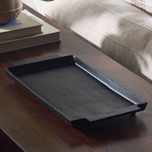 Wholesale Luxury Rectangular Gold Metal <b>Tray</b> Bulk Hotel Serving Platter with Elegant <b>Mirrored</b> Base and Sleek Minimalist Frame - Product Image 1