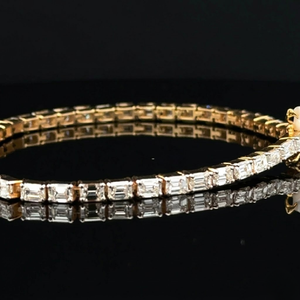 Bracelet tennis en diamant naturel taille émeraude 8,83 Ct |   Bracelet de luxe en or rose 18 carats |   Bijoux fins de couleur G SI1, cadeau pour femmes - Product Image 1