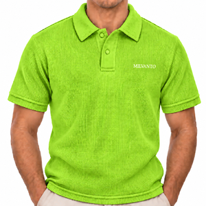 Polo en maille gaufrée pour homme avec logo personnalisé Lime, manches courtes, texture performance, polo de golf, vêtements de sport décontractés - Product Image 1