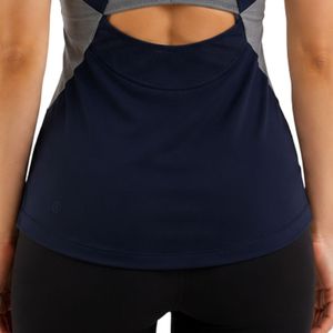 Débardeur de sport pour femme bleu marine et gris, sans manches, pour yoga, fitness, entraînement, course à pied, gym, vêtements de sport, séchage rapide, gilet athlétique, logo personnalisé - Product Image 5