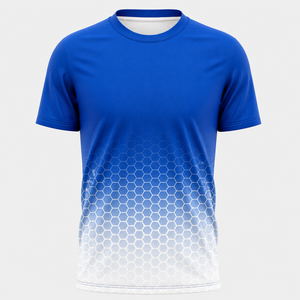 T-shirt à manches courtes pour homme, motif hexagonal dégradé, col rond, séchage rapide, coupe sportive régulière, 100% polyester, impression par sublimation - Product Image 6