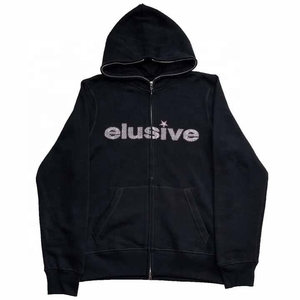 เสื้อฮู้ดซิปสีดำขนาดใหญ่พิเศษ พร้อมดีไซน์ปักลายปีศาจสีแดงและนางฟ้าสีเงินด้วยคริสตัล  เสื้อสตรีทแวร์แบบยูนิเซ็กซ์ มีตัวอย่างสินค้าให้ดู - Product Image 3