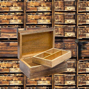 Boîte de rangement en bois avec couvercle à charnières, en bois d'acacia, artisanale, pour recettes, rangement décoratif ou comme boîte à souvenirs. - Product Image 3