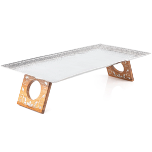 Plateau de service unique en aluminium marbré, fabrication OEM, pour collection de vaisselle design, ajoutant du style à la présentation des aliments. - Product Image 4
