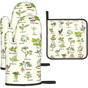 Ensemble de maniques de cuisine et de barbecue résistantes à la chaleur, motif Jardin Botanique Mignon, pour micro-ondes, cuisson et grillades – L'indispensable des cuisiniers - Product Image 1