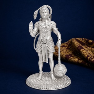 พระฮันมูนชุบเงิน 999 จาก Jaipur Metals |   รูปปั้นทองเหลืองแท้ 100% |   โฮมออฟฟิศและของขวัญวันเกิด |   7.5x5x12ซม. |   138 กรัม - Product Image 1