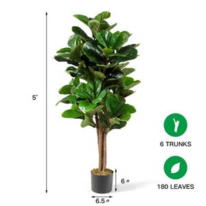 Ficus Lyrata Artificiale da 1,5 Metri per Esterni/Ufficio - Realistico in Vaso per Soggiorno, Matrimoni e Temi Artistici - Product Image 3