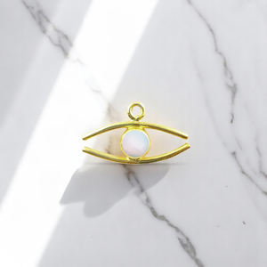 Colgante de Ojo Turco de Opalita en Forma de Marquesa |   Joyería al por Mayor Hecha a Mano en Plata 925 Chapada en Oro - Product Image 1