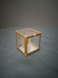 Artisan Design Square Glass Mirror Jewelry <b>Box</b> <b>Floral</b> Lid Brass Frame Minimalist Modern Design B66b Vanity Storage Decorative - Product Image 4