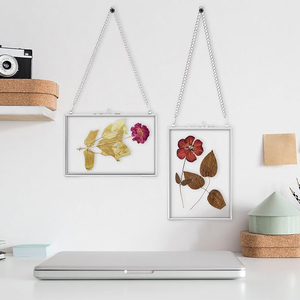 Meilleur prix de gros, cadre photo rectangulaire en verre transparent avec bordure en métal, pour fleurs pressées, décoration murale - Product Image 4