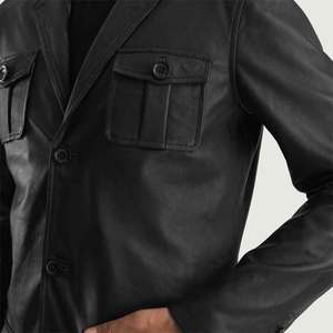 Best Quality Genuine Leather Men's Traditional <b>Jacket</b> with Stand Collar Winter Ready Tanned Leather - Product Image 4