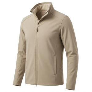 <b>Men's</b> Solid Color <b>Fleece</b> Jacket Stand Collar Zipper Closure Windproof Casual Autumn Polyester Shell <b>Sherpa</b> Lining Regular Fit - Product Image 4