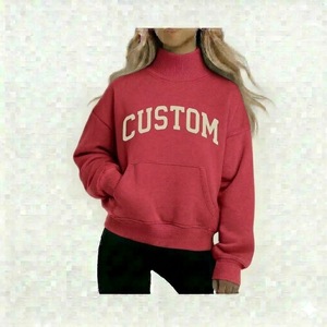 <b>Top</b> Design Women's College Long Sleeve Pullover Mock Neck <b>Winter</b>/Autumn Casual Terry Embroidered Customizable Sweatshirt - Product Image 6