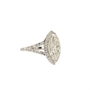Anillo de Boda de Oro Sólido 10K 14K 18K con Diamantes Cultivados en Laboratorio y Moissanita, Corte Marquesa y Redondo, con Halo y Vástago Dividido, Venta al por Mayor - Product Image 4
