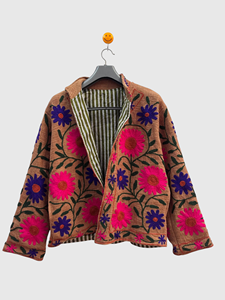 Veste en coton brodée à la main à motifs floraux, manches longues, col mandarin, style Prairie Chic, pour adulte, printemps, grande taille - Product Image 2