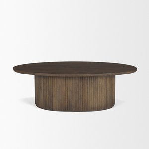 Table basse ovale en bois cannelé - Product Image 1