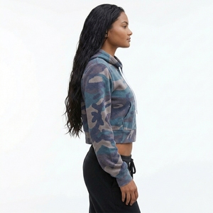 High Quality Streetwear Plain Thick Fleece Spandex/Cotton Beaded <b>Winter</b> Women Oversized Blank Hoodie Crop <b>Top</b> Manufacturers - Product Image 4