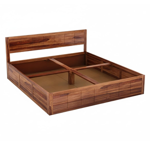 Base de Cama Queen Hecha a Mano con Acabado en Nogal y Tallado en Madera de Mango, Estilo Bohemio, con Soporte de Láminas de Madera, Decoración para el Hogar - Product Image 5