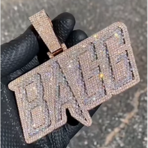 Pendentif Moissanite en Argent 925 Personnalisé pour Homme avec Lettre en Diamant VVS Style Hip Hop - Product Image 1