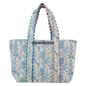 Sac fourre-tout en coton imprimé à la main avec motif floral, sac à bandoulière en gros - Product Image 1