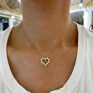Colliers pendentifs en forme de cœur avec diamants, or massif 14 carats, breloques délicates pour tous les jours, bijoux fins fabriqués par un fabricant - Product Image 4