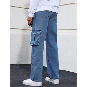 2025กางเกงยีนส์ขาตรงสำหรับผู้ชาย, กางเกงยีนส์ผ้าฝ้าย100% คลาสสิกทรงหลวมยืดได้มีซิปตกแต่งกันรอยยับ6XL - Product Image 1