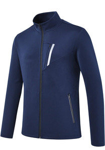 Men's Tracksuit Set Stand Collar Zip Up <b>Jacket</b> and Pants Navy Blue White Stripe Two Piece Sporty Outfit - Product Image 3