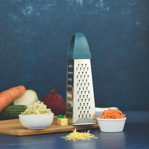 Stainless steel 4 in 1 slicer and grater with durable plastic handle <b>multifunctional</b> kitchen tool for efficient food preparation - Product Image 5