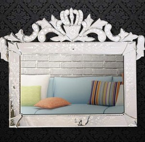 Luxury <b>Antique</b>-Style Venetian Wall Mirror Featuring Ornate Beveled Glass Detailing and Elegant Decorative Accents - Product Image 1