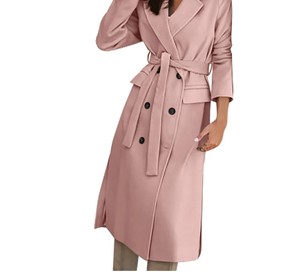 Unisex Full Length <b>Leather</b> <b>Coat</b> Soft Hide Winter Overcoat <b>Long</b> Sleeve Fold Collar Front Button Warm Outerwear Classic - Product Image 3
