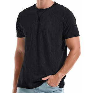 เสื้อยืดแขนสั้นผู้ชายสไตล์พื้นฐานสีพื้นเสื้อครึ่งแขนคอกลม - Product Image 2