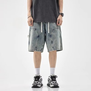 Shorts de Mezclilla para Hombre, Casuales, de Verano, de Algodón, Cintura Elástica, Secado Rápido, Transpirables, Ecológicos, con Bordado y Botones, Precio de Fábrica OEM - Product Image 5
