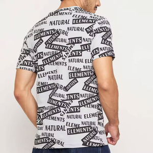 T-shirt à manches courtes pour homme, col rond, coupe classique, en jersey de coton, imprimé avec des éléments naturels personnalisés, motif de lettres blanches - Product Image 3