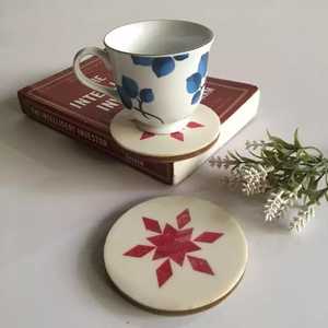 Elegant Decorative Resin Coaster Set for Coffee Mugs and <b>Glasses</b> with Premium Design for Protecting Tables from <b>Water</b> Rings - Product Image 2