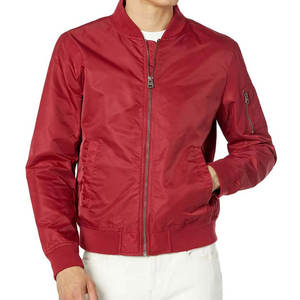 Blouson Bomber Rouge Homme Coupe Slim Personnalisé Léger Coupe-Vent Style Aviateur Printemps Automne Décontracté Veste Extérieure Zippée pour Homme - Product Image 1
