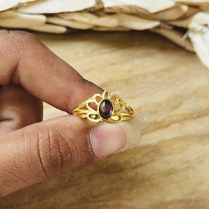 High Demand Amethyst <b>Rings</b> Boho Brass <b>Ring</b> Women 18k Gold Plated Floral Lotus Jewelry <b>Dainty</b> Spiritual Design Wholesale/OEM/ODM - Product Image 5