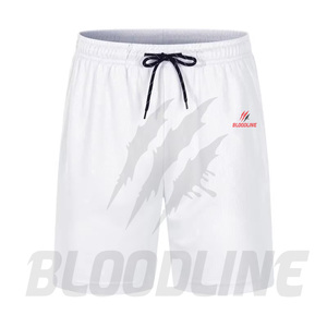 Shorts de sport pour homme BLOODLINE à séchage rapide, taille mi-haute élastique, logo avant, poches zippées, longueur Bermuda, motif camouflage, décontracté - Product Image 1