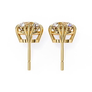 Boucles d'oreilles clous de luxe de qualité supérieure, 1,5 carat chacune, taille ronde, en or massif 14 carats, diamants de laboratoire certifiés IGI, bijoux pour femmes, boucles d'oreilles tendance - Product Image 4