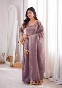 Salwar Kameez traditionnel indien pakistanais violet avec dupatta, coupe classique, longueur standard, séchage rapide, robe de mariée pour femme - Product Image 2